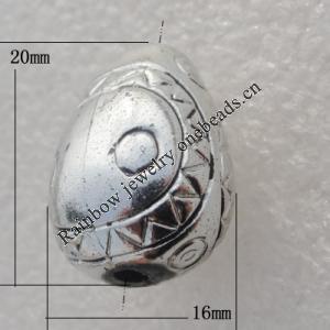 Jewelry findings, CCB plastic Beads Antique sliver, Teardrop 20x16mm Hole:3mm, Sold by Bag