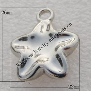 Jewelry findings, CCB plastic Pendant Platina plated, Star 26x22mm Hole:3mm, Sold by Bag