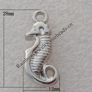 Jewelry findings, CCB plastic Pendant Platina plated, 28x12mm Hole:3mm, Sold by Bag