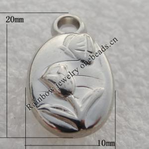 Jewelry findings, CCB plastic Pendant Platina plated, 20x10mm Hole:2mm, Sold by Bag