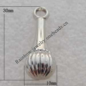 Jewelry findings, CCB plastic Pendant Platina plated, 30x10mm Hole:3mm, Sold by Bag