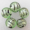 Silver Foil Lampwork Beads, Flat Round 12x6mm Hole:About 2mm, Sold by PC