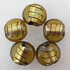 Silver Foil Lampwork Beads, Flat Round 12x6mm Hole:About 2mm, Sold by PC