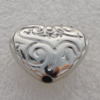 Jewelry findings, CCB plastic Beads Platina plated, Heart 20x22mm Hole:3mm, Sold by Bag