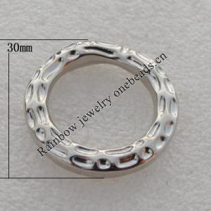 Jewelry findings, CCB plastic Donuts Platina plated, 30x24mm, Sold by Bag
