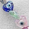 Turkish Handmade Lampwork Glass Evil Eye Beads, Mix Color Heart 15mm Hole:1.5mm, Sold by Group