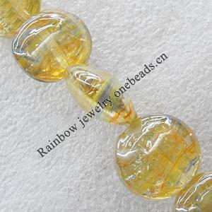 Lampwork Beads, Flat Round 20mm Hole:1.5mm, Sold by PC