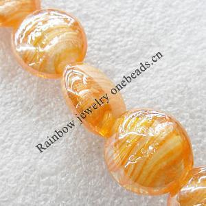 Lampwork Beads, Flat Round 20mm Hole:1.5mm, Sold by PC