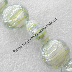 Lampwork Beads, Flat Round 20mm Hole:1.5mm, Sold by PC