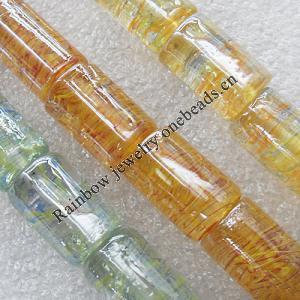 Lampwork Beads, Mix Color Column 20mm Hole:1.5mm, Sold by Group