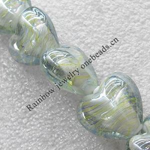 Lampwork Beads, Heart 20mm Hole:1.5mm, Sold by PC