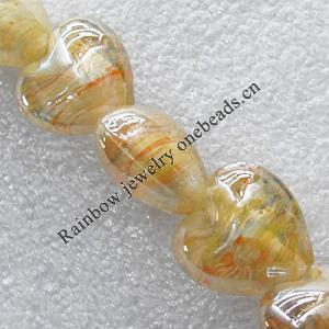 Lampwork Beads, Heart 20mm Hole:1.5mm, Sold by PC