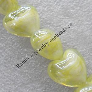 Lampwork Beads, Heart 20mm Hole:1.5mm, Sold by PC