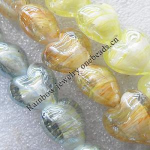 Lampwork Beads, Mix Color Heart 20mm Hole:1.5mm, Sold by Group