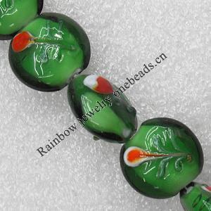 Lampwork Beads, Flat Round 20mm Hole:1.5mm, Sold by PC