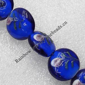 Lampwork Beads, Flat Round 20mm Hole:1.5mm, Sold by PC