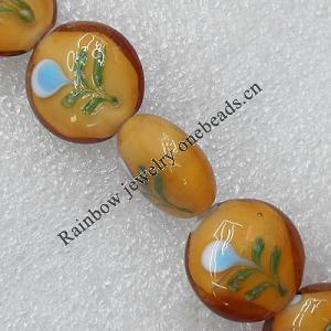 Lampwork Beads, Flat Round 20mm Hole:1.5mm, Sold by PC