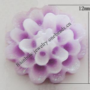 Resin Cabochons, No Hole Headwear & Costume Accessory, Flower, About 12mm in diameter, Sold by Bag