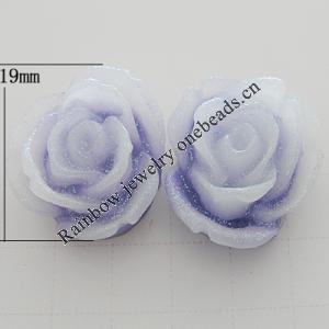 Resin Cabochons, No Hole Headwear & Costume Accessory, Flower, About 19mm in diameter, Sold by Bag