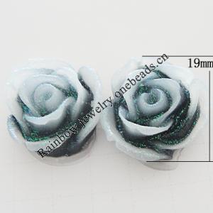 Resin Cabochons, No Hole Headwear & Costume Accessory, Flower, About 19mm in diameter, Sold by Bag