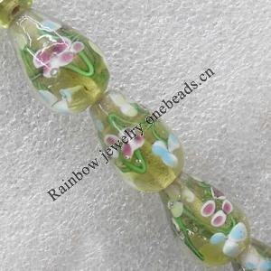 Inner Flower Lampwork Beads, Teardrop 16x23mm Hole: 1.5mm, Sold by PC