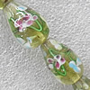 Inner Flower Lampwork Beads, Teardrop 16x23mm Hole: 1.5mm, Sold by PC