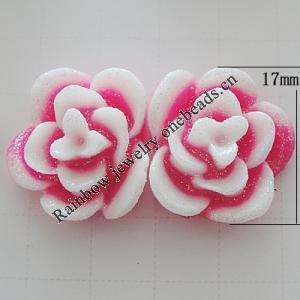 Resin Cabochons, No Hole Headwear & Costume Accessory, Flower, About 17mm in diameter, Sold by Bag