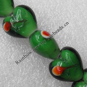 Lampwork Beads, Heart 20mm Hole:1.5mm, Sold by PC