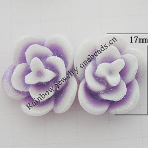 Resin Cabochons, No Hole Headwear & Costume Accessory, Flower, About 17mm in diameter, Sold by Bag