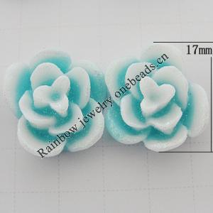 Resin Cabochons, No Hole Headwear & Costume Accessory, Flower, About 17mm in diameter, Sold by Bag