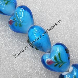 Lampwork Beads, Heart 20mm Hole:1.5mm, Sold by PC