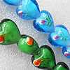 Lampwork Beads, Mix Color Heart 20mm Hole:1.5mm, Sold by Group