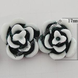 Resin Cabochons, No Hole Headwear & Costume Accessory, Flower, About 17mm in diameter, Sold by Bag