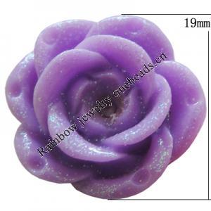 Resin Cabochons, No Hole Headwear & Costume Accessory, Flower, About 19mm in diameter, Sold by Bag