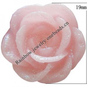 Resin Cabochons, No Hole Headwear & Costume Accessory, Flower, About 19mm in diameter, Sold by Bag