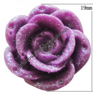 Resin Cabochons, No Hole Headwear & Costume Accessory, Flower, About 19mm in diameter, Sold by Bag