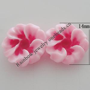 Resin Cabochons, No Hole Headwear & Costume Accessory, Flower, About 14mm in diameter, Sold by Bag