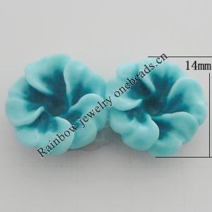 Resin Cabochons, No Hole Headwear & Costume Accessory, Flower, About 14mm in diameter, Sold by Bag