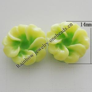 Resin Cabochons, No Hole Headwear & Costume Accessory, Flower, About 14mm in diameter, Sold by Bag