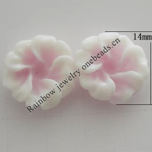 Resin Cabochons, No Hole Headwear & Costume Accessory, Flower, About 14mm in diameter, Sold by Bag