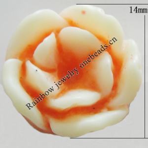 Resin Cabochons, No Hole Headwear & Costume Accessory, Flower, About 14mm in diameter, Sold by Bag