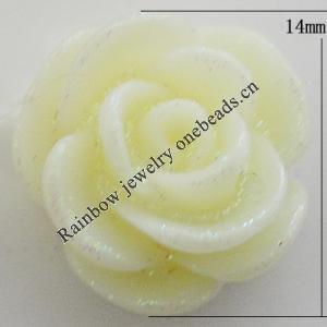 Resin Cabochons, No Hole Headwear & Costume Accessory, Flower, About 14mm in diameter, Sold by Bag