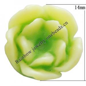 Resin Cabochons, No Hole Headwear & Costume Accessory, Flower, About 14mm in diameter, Sold by Bag