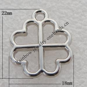 Jewelry findings, CCB plastic Pendant Platina plated, 22x18mm Hole:2mm, Sold by Bag