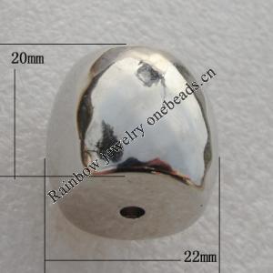 Jewelry findings, CCB plastic Beads Platina plated, Faceted Column 20x22mm Hole:3mm, Sold by Bag