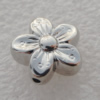 Jewelry findings, CCB plastic Beads Platina plated, Flower 15mm Hole:1.5mm, Sold by Bag
