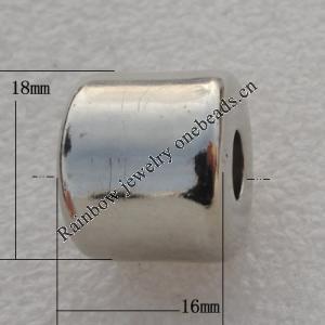 Jewelry findings, CCB plastic European style Beads Platina plated, Column 16x18mm Hole:7mm, Sold by Bag