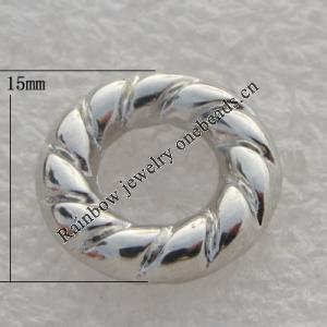 Jewelry findings, CCB plastic Donuts Platina plated, 15x8mm, Sold by Bag