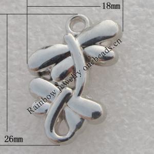 Jewelry findings, CCB plastic Pendant Platina plated, 26x18mm Hole:2mm, Sold by Bag