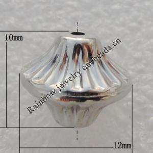 Jewelry findings, CCB plastic Beads Platina plated, Bicone 10x12mm Hole:1mm, Sold by Bag